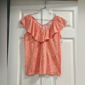 LOFT SLEEVELESS RUFFLE SHIRT